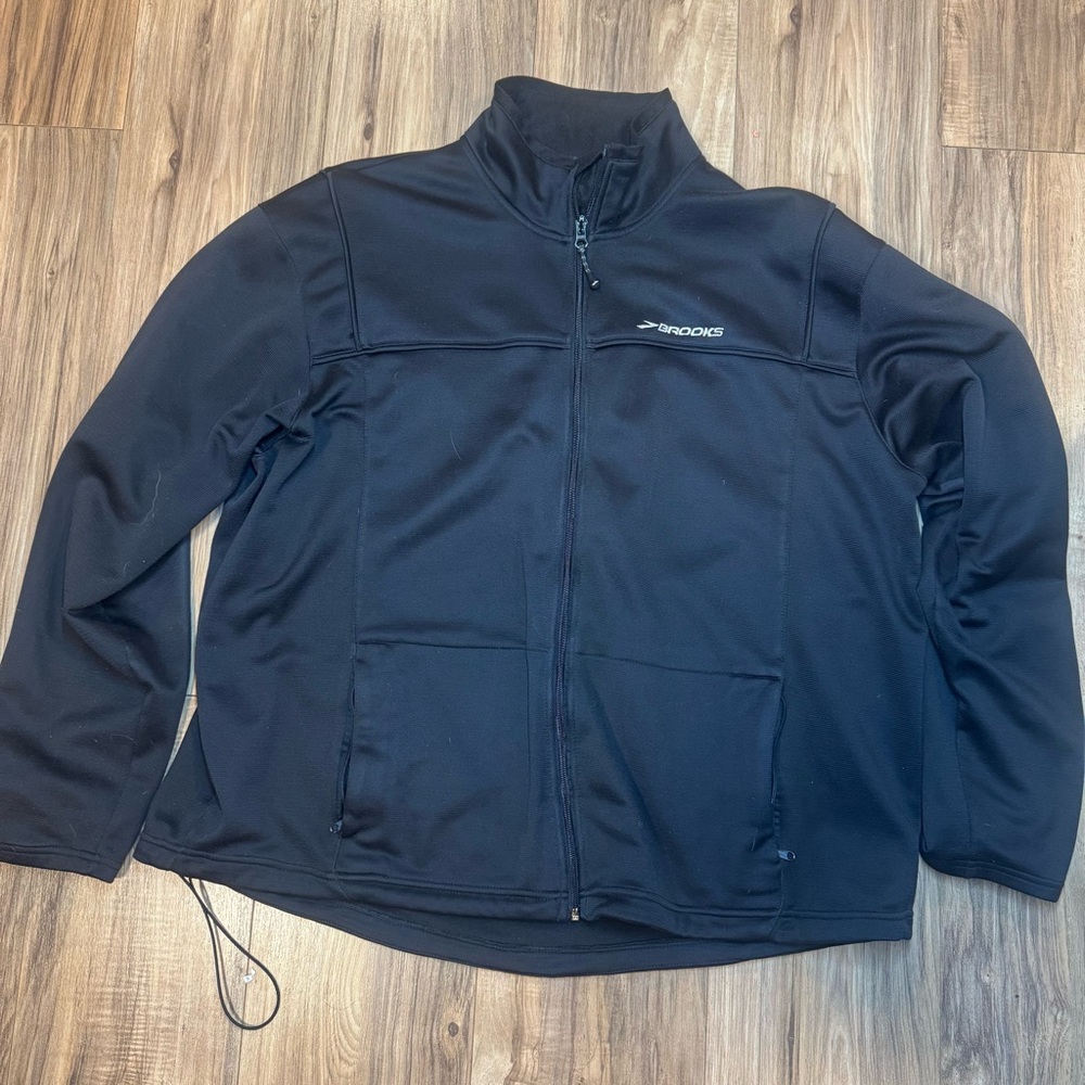 Brooks Athletic Black Jacket RN120275 MJ535 Athletic Zip Up Men’s Size Large